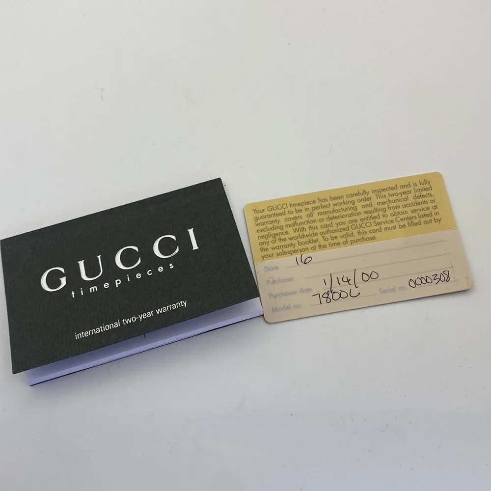 Gucci 7800L Vintage Ladies Black Leather Bangle Cuff Watch - Swiss Made